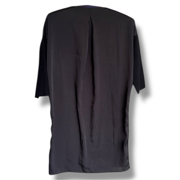 Vince Black Wool Knit Shift Dress w Pleated Polyester Back Size Small - Picture 6 of 13